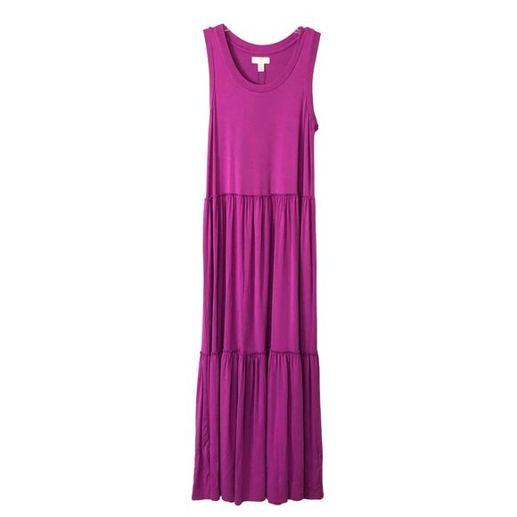 NWT Cupio Wms Small Jewel Plum Sleeveless Tiered Maxi Dress Ruffled Trim Boho - Picture 11 of 11